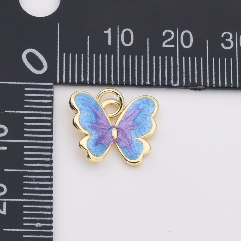18K Gold Filled Dainty Colorful Enamel Butterfly Charm, Monarch Butterfly Pendant for Necklace Bracelets Earring Jewelry Making Supply, CP2199