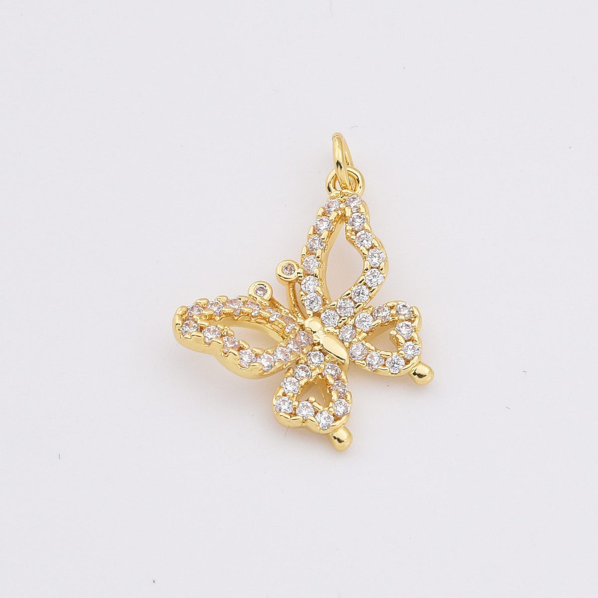 18K Gold Filled Dainty Butterfly Charm, Monarch Butterfly Pendant CZ Micro Pave for Necklace Bracelets Earring Jewelry Making Supply, CP2206
