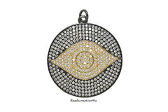 18K Gold Filled Small/Large Gold Evil Eye Charm, Cubic Zirconia Micro Pave Evil Eye Pendant, Evil Eye Necklace, Evil Eye Charm, 38x33mm, CP238