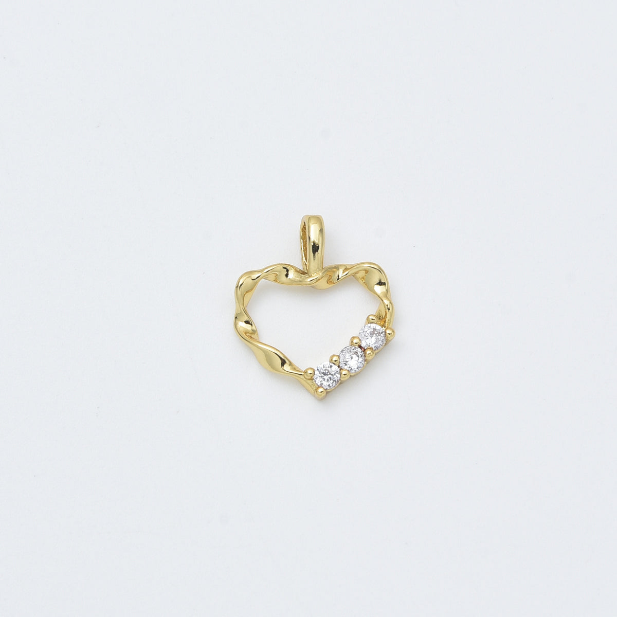 Gold Filled Open Heart Charm Pendant, CZ Accent Minimalist Love Connector for DIY Necklace Bracelet Jewelry Making Supplies, CP2446