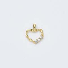 Gold Filled Open Heart Charm Pendant, CZ Accent Minimalist Love Connector for DIY Necklace Bracelet Jewelry Making Supplies, CP2446