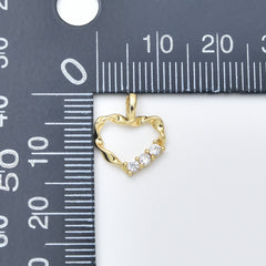 Gold Filled Open Heart Charm Pendant, CZ Accent Minimalist Love Connector for DIY Necklace Bracelet Jewelry Making Supplies, CP2446
