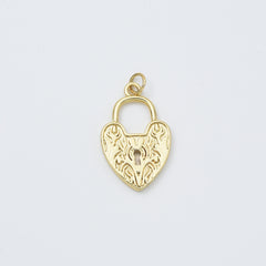 Gold Filled Heart Lock Charm Pendant, Vintage Keyhole Love Charm Connector for DIY Necklace Bracelet Jewelry Making Supplies, CP2447