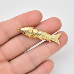 Gold Filled Articulated Fish Charm, Movable Fish Pendant, Segmented Fish Jewelry Finding, Fish Necklace Charm, DIY Jewelry Supply, CP2448