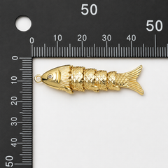 Gold Filled Articulated Fish Charm, Movable Fish Pendant, Segmented Fish Jewelry Finding, Fish Necklace Charm, DIY Jewelry Supply, CP2448