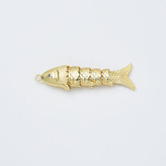 Gold Filled Fish Charm Pendant, Movable Jointed Fish Connector CZ Eye Nautical Charm for DIY Necklace Bracelet Jewelry Making, CP2448