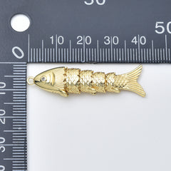 Gold Filled Fish Charm Pendant, Movable Jointed Fish Connector CZ Eye Nautical Charm for DIY Necklace Bracelet Jewelry Making, CP2448
