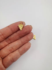 Gold Filled CZ Pizza Slice Charm, Dainty Food Pendant, Tiny Pizza Jewelry Making Supply, Cute Mini Foodie Charm for Necklace, CP2449