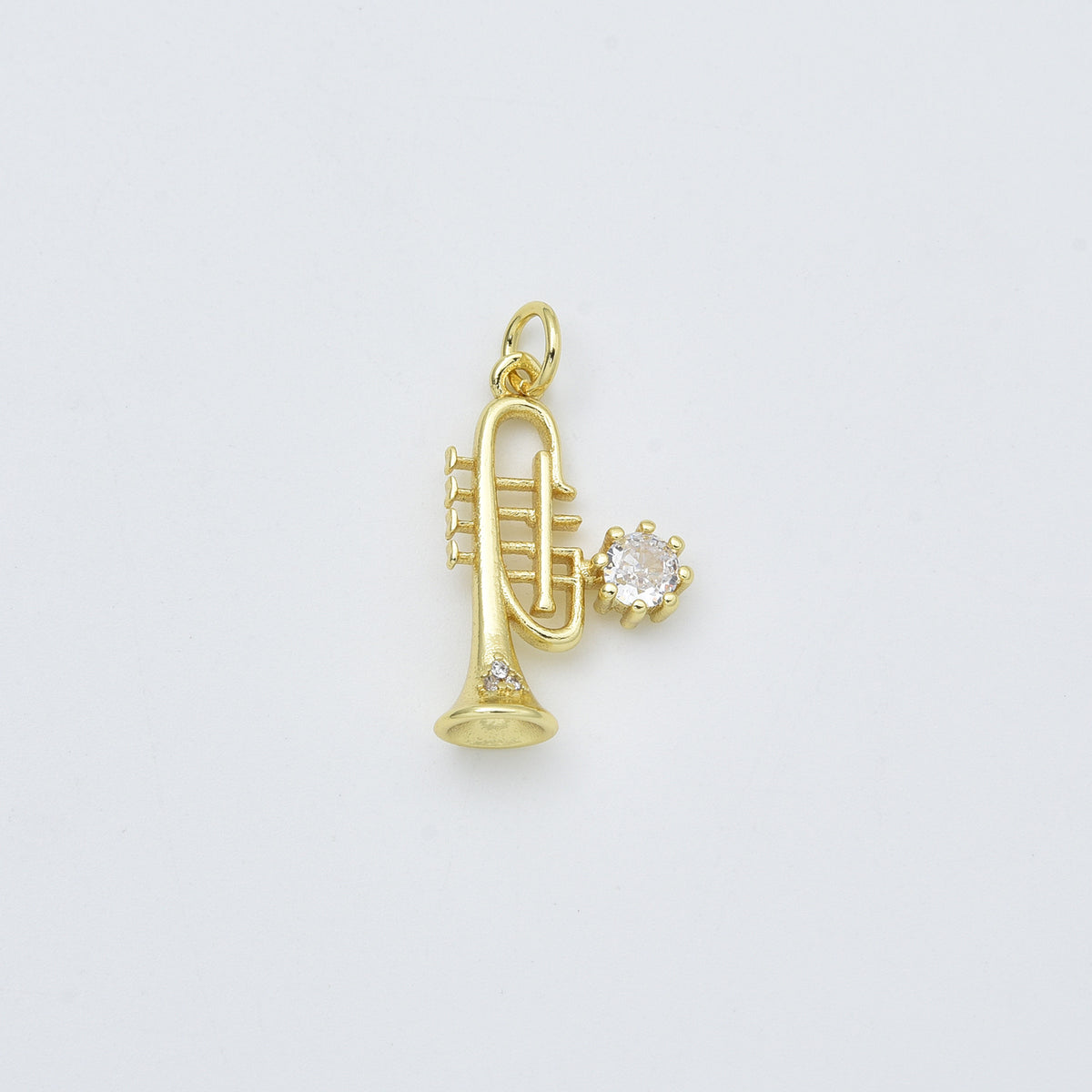 Gold Filled Trumpet Pendant Charm, Musical Instrument Jewelry, Gift for Musicians, Brass Music Charm, Trumpet Necklace, CP2451
