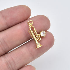 Gold Filled Trumpet Pendant Charm, Musical Instrument Jewelry, Gift for Musicians, Brass Music Charm, Trumpet Necklace, CP2451