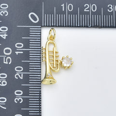 Gold Filled Trumpet Pendant Charm, Musical Instrument Jewelry, Gift for Musicians, Brass Music Charm, Trumpet Necklace, CP2451