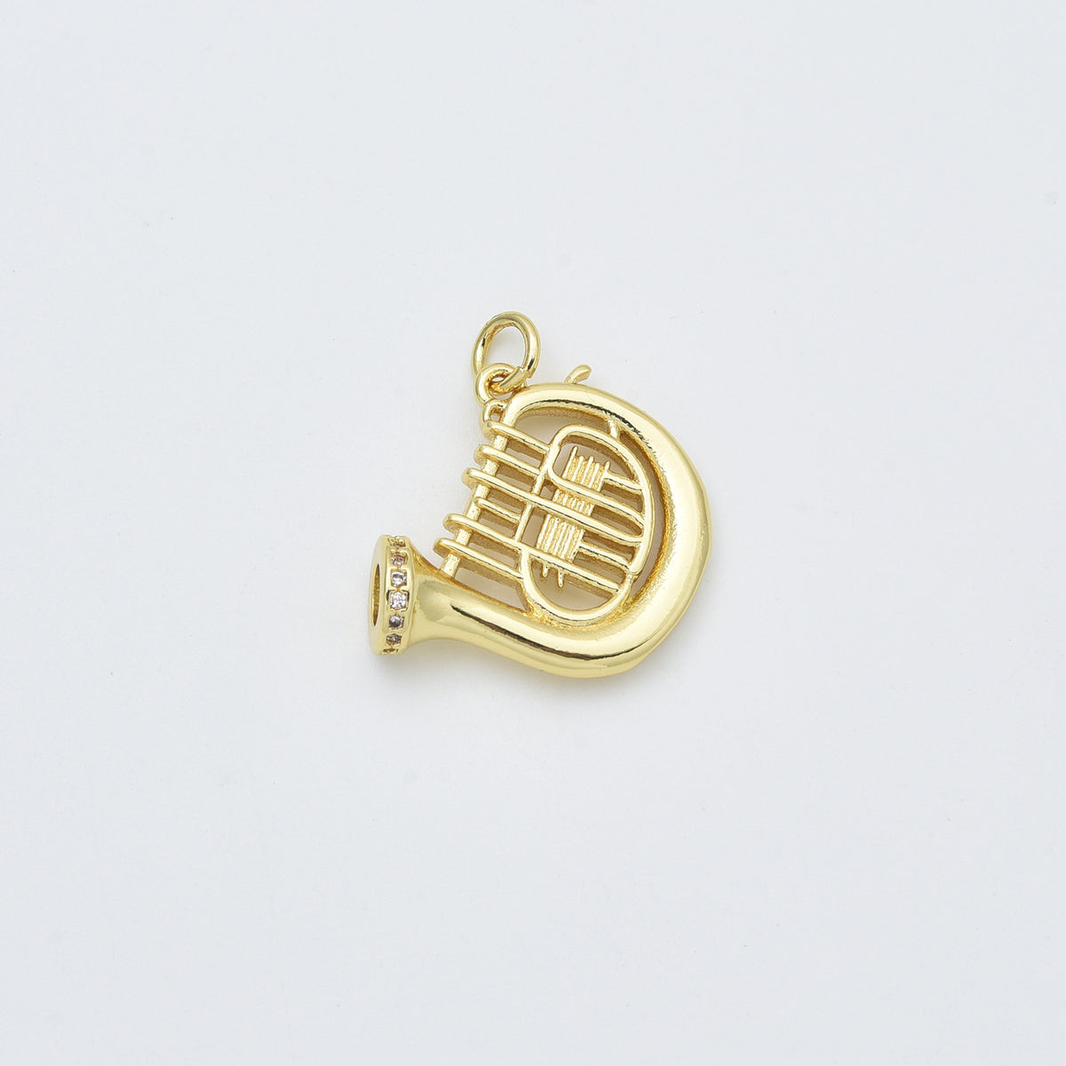 Gold Filled French Horn Pendant Charm, Musical Instrument Jewelry, Brass Charm, Music Lover Gift, Gold Music Charm, CP2452