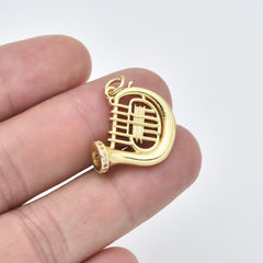 Gold Filled French Horn Pendant Charm, Musical Instrument Jewelry, Brass Charm, Music Lover Gift, Gold Music Charm, CP2452