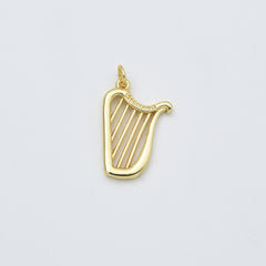 Gold Filled Harp Pendant Charm, Musical Instrument Jewelry, Gift for Music Lovers, Gold Music Charm, Harp Necklace, CP2453
