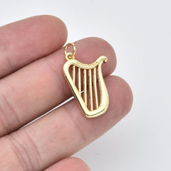 Gold Filled Harp Pendant Charm, Musical Instrument Jewelry, Gift for Music Lovers, Gold Music Charm, Harp Necklace, CP2453
