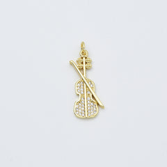 Gold Filled Violin Pendant Charm, Musical Instrument Jewelry, Gift for Musicians, Gold Music Charm, Violin Necklace, CP2454