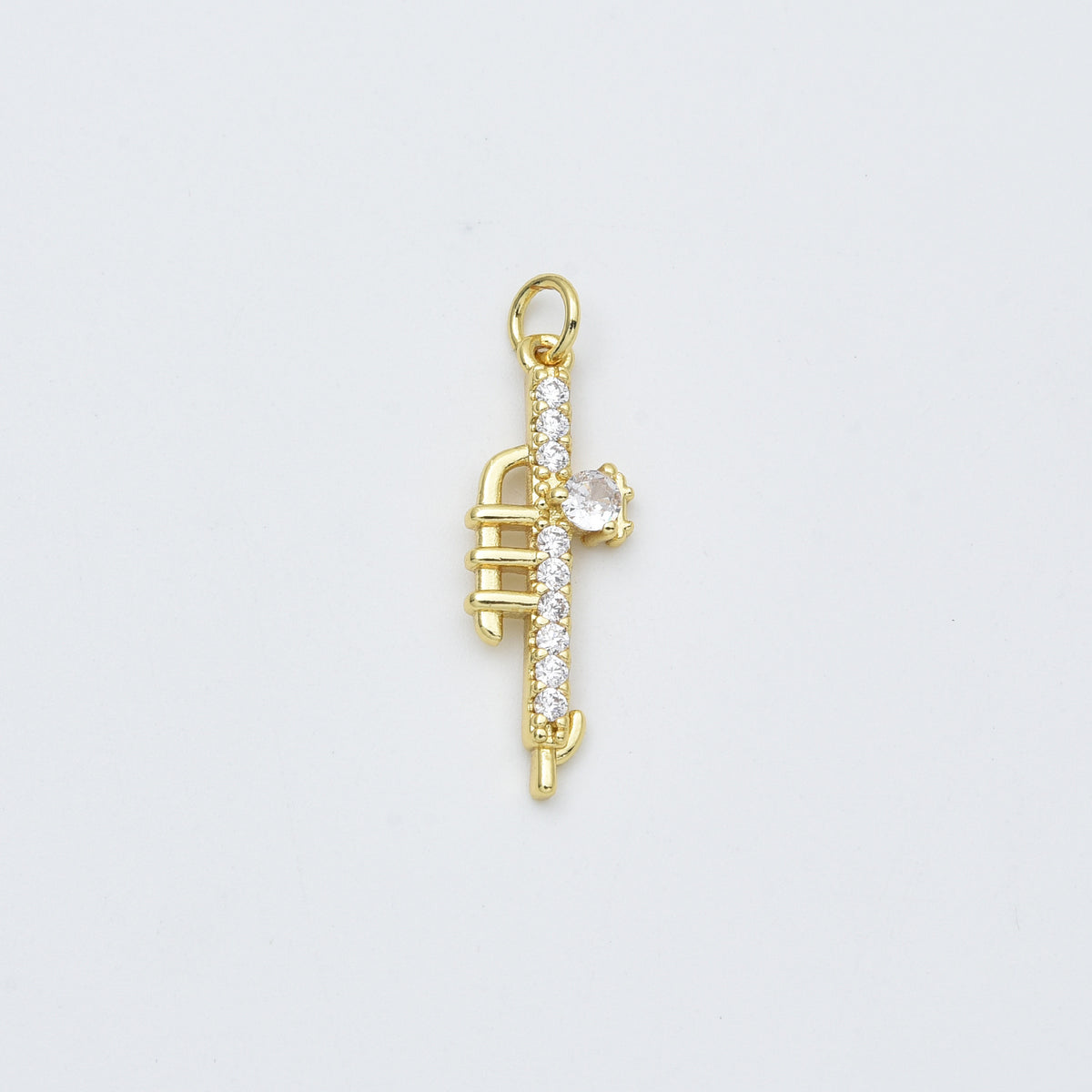 Gold Filled Flute Pendant Charm, Musical Instrument Jewelry, Gift for Musicians, Brass Music Charm, Gold Flute Necklace, CP2455