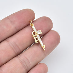 Gold Filled Flute Pendant Charm, Musical Instrument Jewelry, Gift for Musicians, Brass Music Charm, Gold Flute Necklace, CP2455