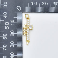 Gold Filled Flute Pendant Charm, Musical Instrument Jewelry, Gift for Musicians, Brass Music Charm, Gold Flute Necklace, CP2455