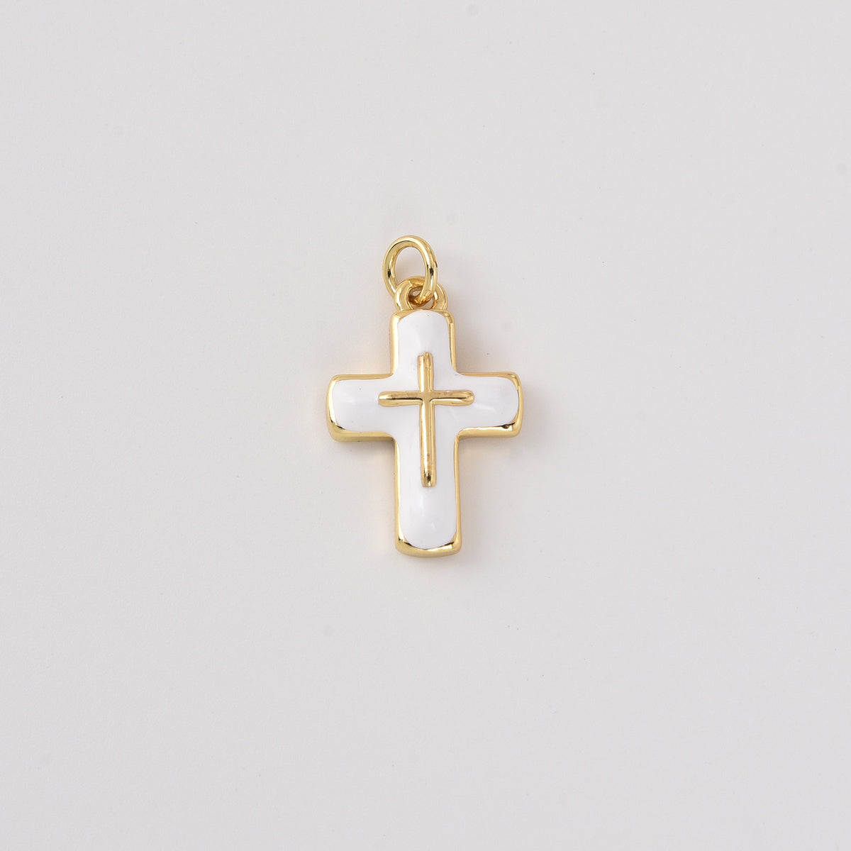 Gold Filled White Enamel Cross Pendant Charm, Christian Jewelry, Religious Necklace Charm, Gift for Her, Faith Jewelry, CP2458