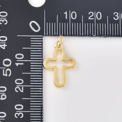 Gold Filled Open Cross Pendant Charm, Christian Jewelry, Minimalist Religious Necklace Charm, Gift for Her, Faith Jewelry, CP2459