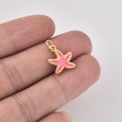 Gold Filled Pink Starfish Pendant Charm, Beach Jewelry, Ocean Inspired Charm, Gift for Beach Lovers, Gold Sea Life Charm, CP2461