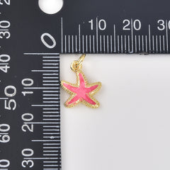 Gold Filled Pink Starfish Pendant Charm, Beach Jewelry, Ocean Inspired Charm, Gift for Beach Lovers, Gold Sea Life Charm, CP2461