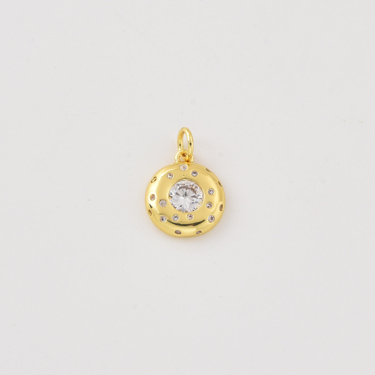 Gold Filled Round CZ Pendant Charm, Sparkling Cubic Zirconia Jewelry, Minimalist Gold Charm, Gift for Women, Everyday Necklace, CP2465