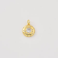 Gold Filled Round CZ Pendant Charm, Sparkling Cubic Zirconia Jewelry, Minimalist Gold Charm, Gift for Women, Everyday Necklace, CP2465