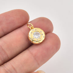 Gold Filled Round CZ Pendant Charm, Sparkling Cubic Zirconia Jewelry, Minimalist Gold Charm, Gift for Women, Everyday Necklace, CP2465