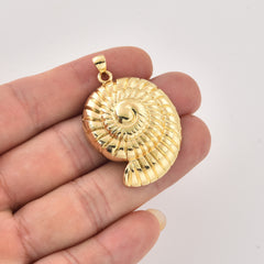 Gold Filled Nautilus Sea Shell Charm Pendant, Minimalist Gold Jewelry, Ocean Inspired Charm, Gift for Women, Everyday Necklace, CP2466