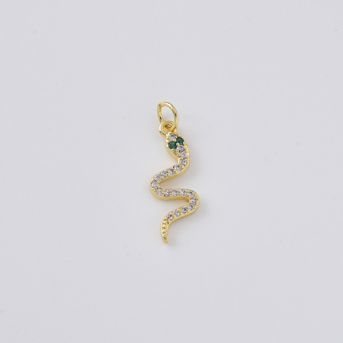 Gold Filled CZ Snake Charm, Crystal Serpent Pendant, Pave Snake Jewelry Finding, Snake Necklace Bracelet DIY Charm, Unique Gift, CP2472