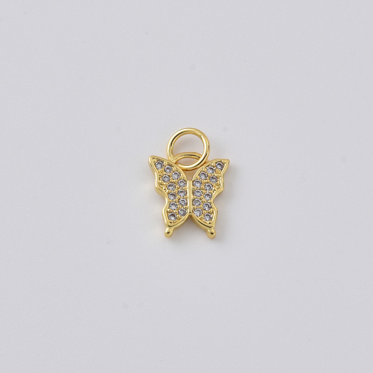 Gold Filled CZ Butterfly Charm, Pave Butterfly Pendant, Rhinestone Butterfly Jewelry Finding, Butterfly Necklace Bracelet DIY Charm, CP2473
