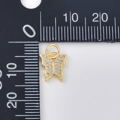 Gold Filled CZ Butterfly Charm, Pave Butterfly Pendant, Rhinestone Butterfly Jewelry Finding, Butterfly Necklace Bracelet DIY Charm, CP2473