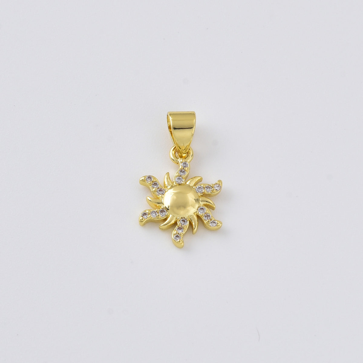 Gold Filled CZ Sun Charm, Pave Sun Pendant, Celestial Jewelry Finding, Sun Necklace Bracelet DIY Charm, Zodiac Inspired Pendant, CP2474
