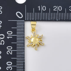 Gold Filled CZ Sun Charm, Pave Sun Pendant, Celestial Jewelry Finding, Sun Necklace Bracelet DIY Charm, Zodiac Inspired Pendant, CP2474