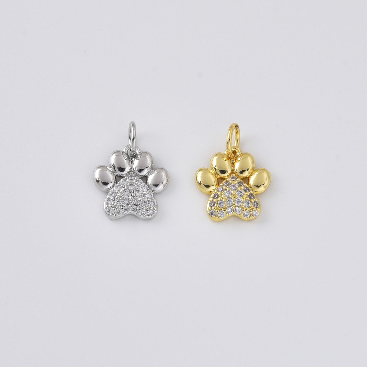 Gold Filled CZ Paw Print Charm, Pet Paw Pendant, Dog Paw Charm, Cat Paw Pendant, Animal Lover Charm, DIY Jewelry Supply, CP2476A