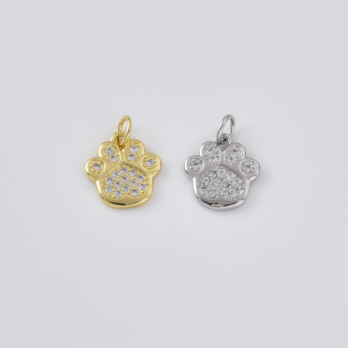 Gold Filled CZ Paw Charm, Pave Paw Print Pendant, Animal Footprint Jewelry Finding, Pet Lover Necklace Bracelet DIY Charm, CP2476