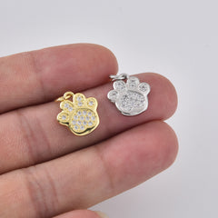 Gold Filled CZ Paw Charm, Pave Paw Print Pendant, Animal Footprint Jewelry Finding, Pet Lover Necklace Bracelet DIY Charm, CP2476