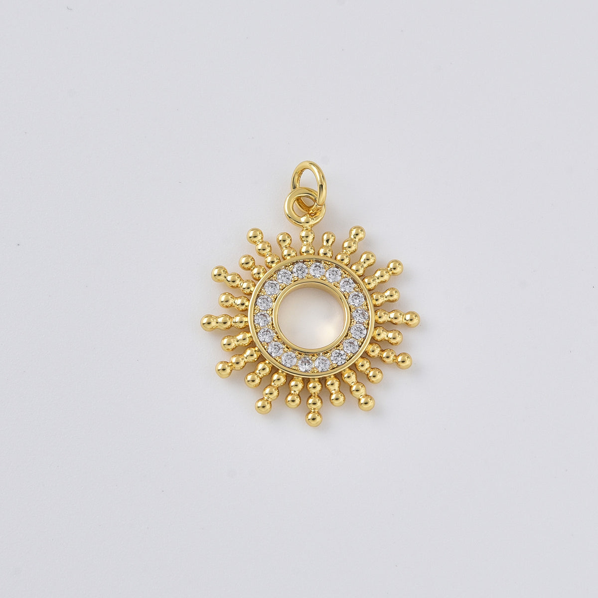 Gold Filled Sun Charm, CZ Sunburst Pendant, Celestial Solar Jewelry Finding, Sun Connector Charm for Necklace Bracelet DIY Jewelry, CP2477