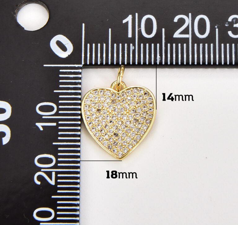 22K Gold Filled Heart Charm Pendant, CZ Micro Pave Heart Pendant, Heart Charm, Heart Pendant, Heart Necklace, Heart, 18x14mm, CP248