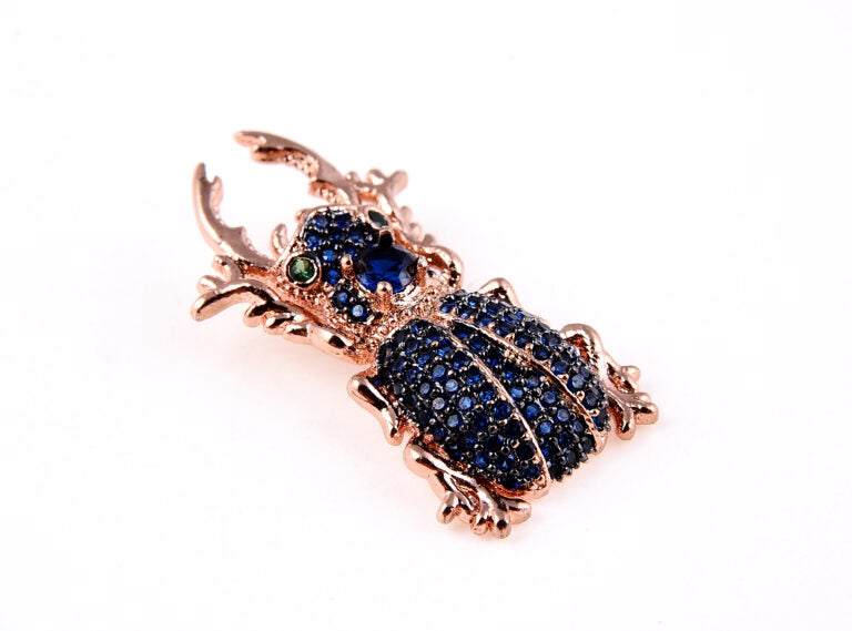 18K Gold Filled Sapphire and Pastel Blue CZ BEETLE Inspired Charm, CZ Micro Pave Scarab Beetle Pendant, Cubic Zirconia, Bug Charm, Pave Charm 30x16mm|CP293