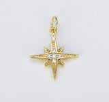 18K Gold Filled Starburst CZ Pendant, Micro Pave Cubic Zirconia Star Charm, North Star Charm, Gold Star Charm, CP315