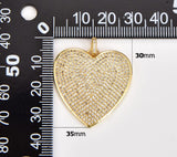 18K Gold Filled Pave Cubic Zirconia Heart Charm, Love Charm for Necklace Bracelet Jewelry Making Supply, 30mm CP329
