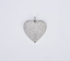 18K Gold Filled Pave Cubic Zirconia Heart Charm, Love Charm for Necklace Bracelet Jewelry Making Supply, 30mm CP329