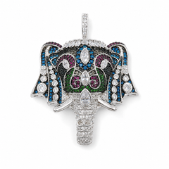 Gold Filled Elephant Charm, Pave CZ Elephant Pendant, Colorful Crystal Elephant Jewelry Finding, Animal Charm for Necklace Bracelet, CP360