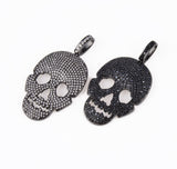 24K Gold Filled CZ Micro Pave Skull Head Charm Pendant, Skeleton Charm, Skeleton Pendant, Skull Head, Cubic Zirconia, 49x26mm, CP370