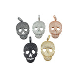 24K Gold Filled CZ Micro Pave Skull Head Charm Pendant, Skeleton Charm, Skeleton Pendant, Skull Head, Cubic Zirconia, 49x26mm, CP370