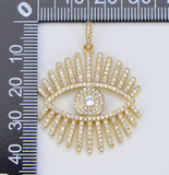 18K Gold Filled Cubic Zirconia Evil Eye Eyelash Charm Pendant, CP371