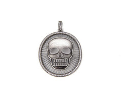 Antique Silver Skull Head Add-On Charm Pendant, Full Clear CZ Micro Pave Skeleton Pendant, Men’s Jewelry Making Necklace Pendant, CP788